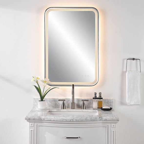Crofton Lighted Black Vanity Mirror - Size: 82H x 57W x 5D (cm) - Contemporary style